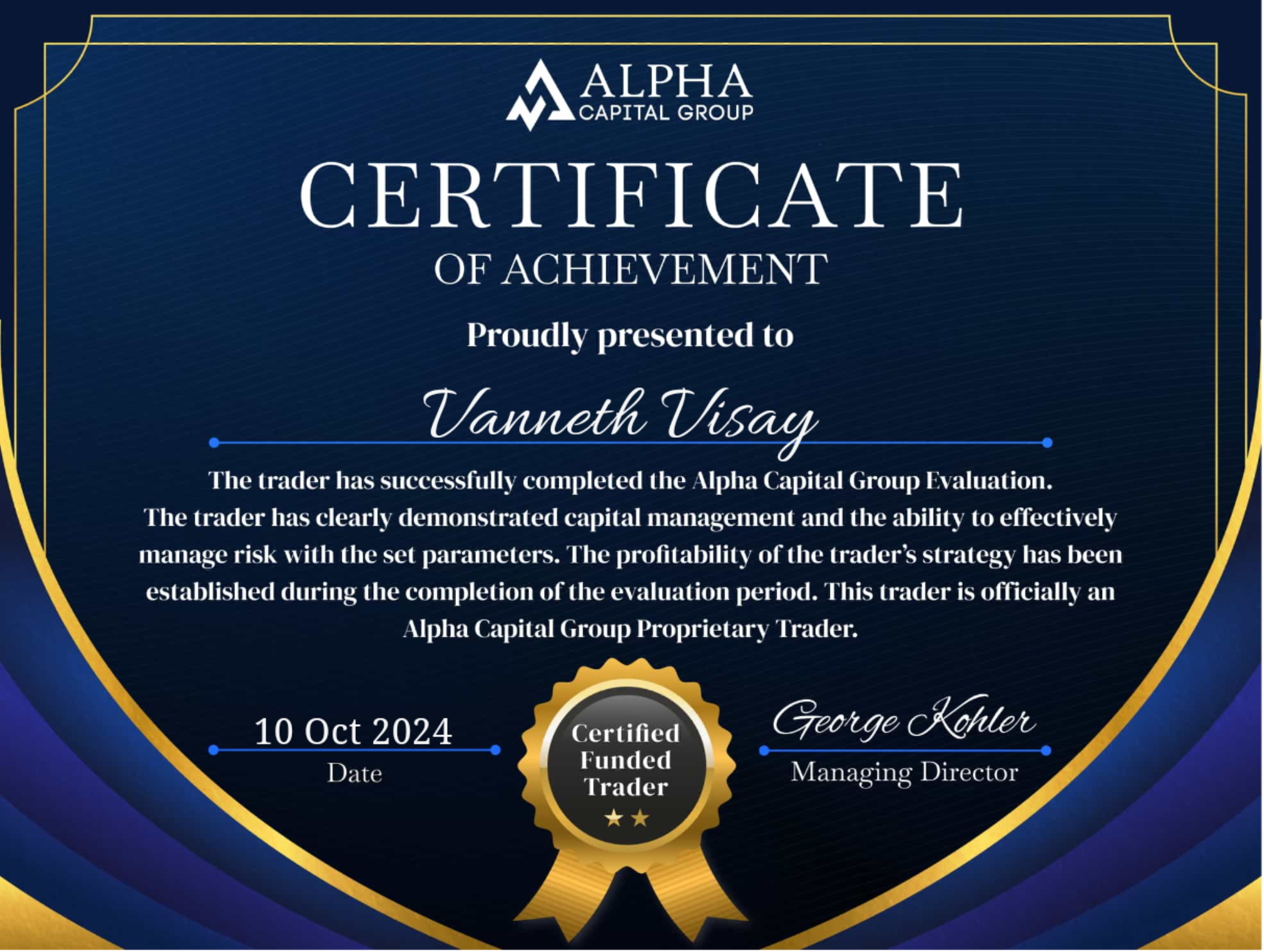 Alpha Capital Group certificate